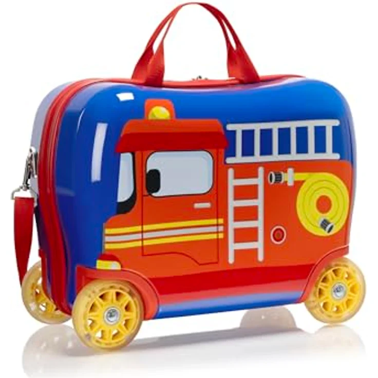 Heys Kinderkoffer Kids Ride-On Luggage, 16 cm, 4 Rollen, Marienkäfer, Feuerwehrauto, königliche Kutsche, Rennwagen, Polycarbonat-Verbundwerkstoff, bis zu 110 Pfund, bunte Lichter, abnehmbarer Riemen, 2 kg, Handgepäckzulassung – Bild 1