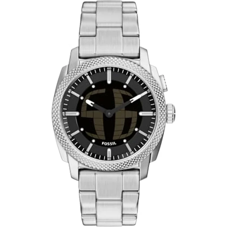 Fossil Machine Uhr für Herren, 41-mm Ana-Digi-Bigtic-Uhrwerk, silberfarbenes Edelstahlband, wasserdicht bis 50 m – Bild 1