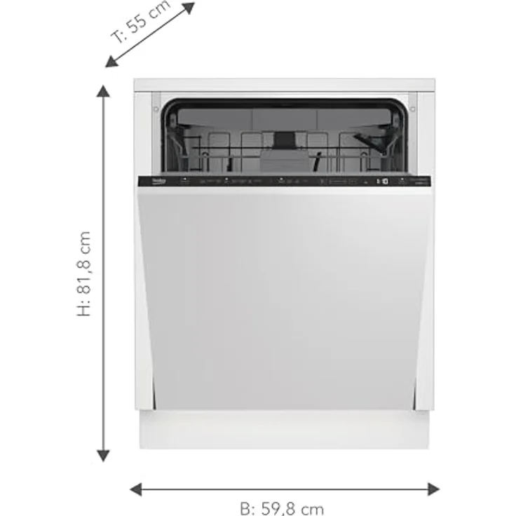 Beko BDIN38440 Einbau-Geschirrspüler 60 cm vollintegriert, für 14 Maßgedecke, 3 Spülebenen, 5 Temperaturen, Schnell+, SteamGloss Trocknung, Corner Intense, TrayWash, Schwarz/Weiß – Bild 2