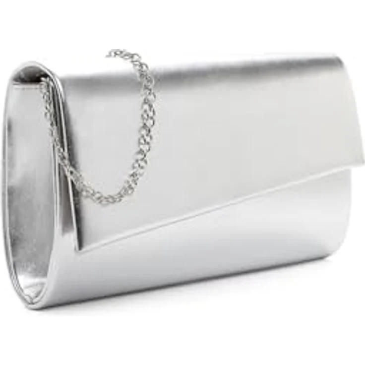 Tamaris Clutch Amalia, elegante Abendtasche in Silber mit abnehmbarer Kette und geräumigem Hauptfach – Bild 5