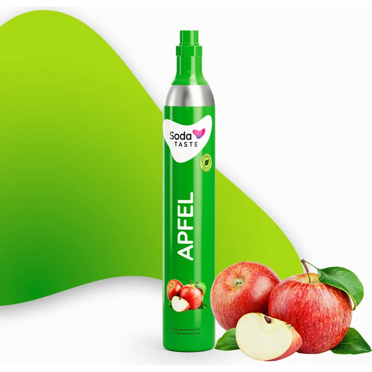 SodaTASTE Apfel - CO2-Tauschzylinder, zuckerfrei für bis zu 60l gesprudeltes Wasser mit Geschmack – Bild 1
