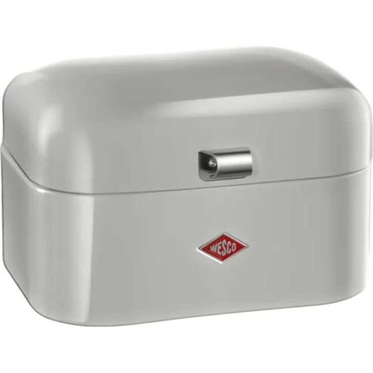 WESCO Single Grandy Brotkasten - grau, pulverbeschichtetes Stahlblech, Lüftungslöcher, stabiler Handgriff, 22 x 26,8 x 17,5 cm – Bild 1