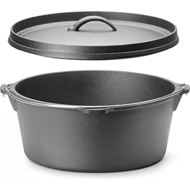 HENDI Gusseisen Topf mit Deckel, 7,2L, antihaftbeschichtet, für verschiedene Herdarten, Schmortopf Dutch Oven, Gusseisen – Bild 3