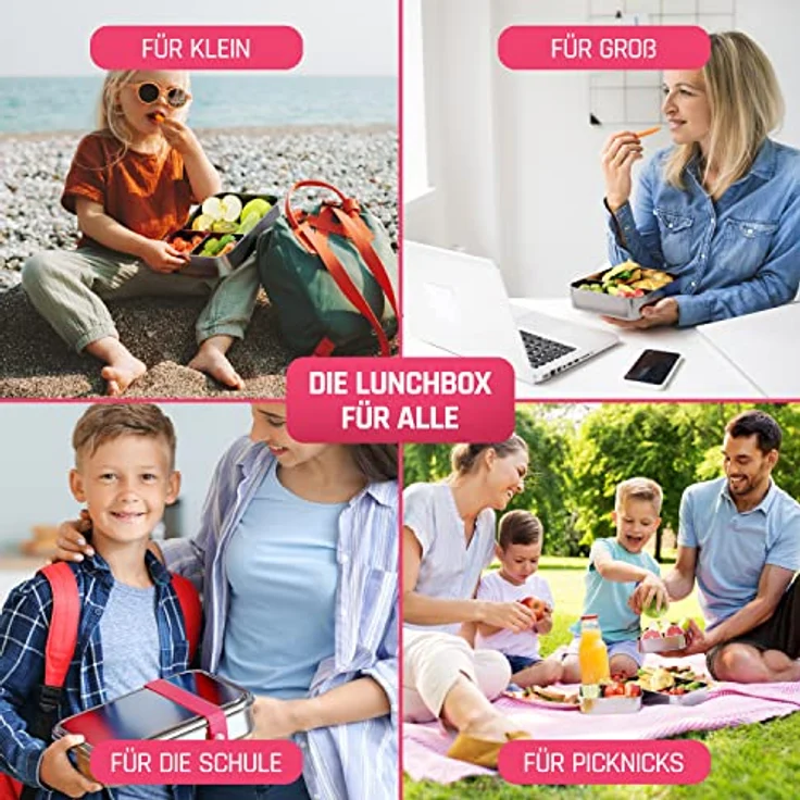 boddels Lunchbox SMACHT 1.400ml Brotdose aus Edelstahl, hält warm, mit Trennwand, Silikonband, BPA-frei – Bild 3