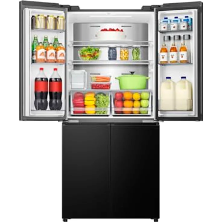 Hisense RQ5P470SYFD, French Door Kühl-Gefrier-Kombination mit 304 l Kühl- und 179 l Gefriervolumen, Schwarz, No Frost-Funktion, Schnellgefrier-Modus und LED-Innenbeleuchtung – Bild 8