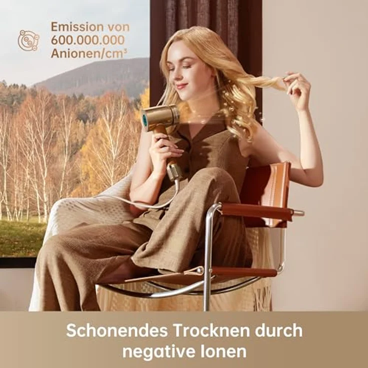 dreame Hair Miracle Haartrockner, 5 Aufsatzdüsen, Föhn mit 600 Millionen Anionen, 130.000 U/min, 57 °C - Schwarz – Bild 3