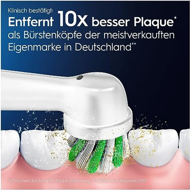 Oral-B Pro CrossAction Aufsteckbürsten für elektrische Zahnbürste, 10 Stück, überlegene Zahnreinigung, X-Borsten, Original Oral-B Zahnbürstenaufsatz, briefkastenfähige Verpackung, Made in Germany – Bild 4