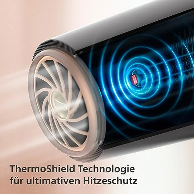 Philips 5000 Series Haartrockner – Föhn mit ThermoShield Technologie, Volumendiffusor und 9 mm und 11 mm Düse in Blau und Metallic (Modell BHD510/20) – Bild 5