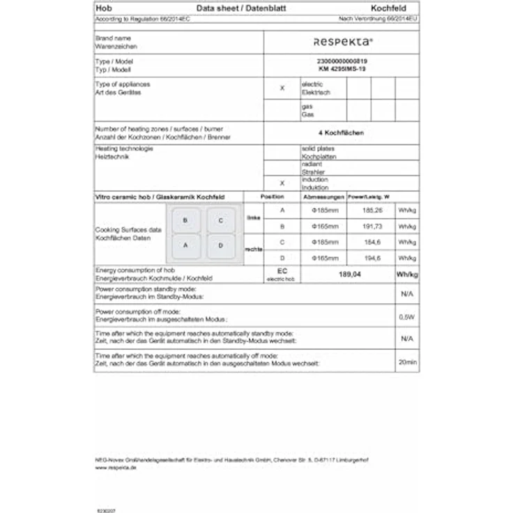 RESPEKTA KM4295iMS-19, mattschwarzes Induktions-Glaskeramikkochfeld mit 4 Kochzonen und Touch-Control bedienen – Bild 5