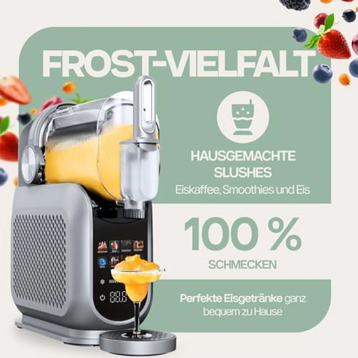 4Swiss SM026, Selbstkühlende Eismaschine mit Kompressor, 1,8 l Fassungsvermögen, 7 Programme für Milchshakes, Sorbet und Slush, automatischer Spülzyklus – Bild 2