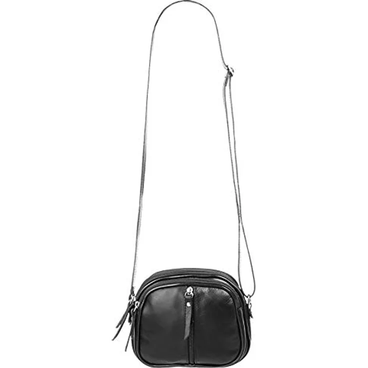 Cluty Umhängetasche, echt Leder, Made in Italy, 3 Fächer, längenverstellbarer Schultergurt, schwarz – Bild 8
