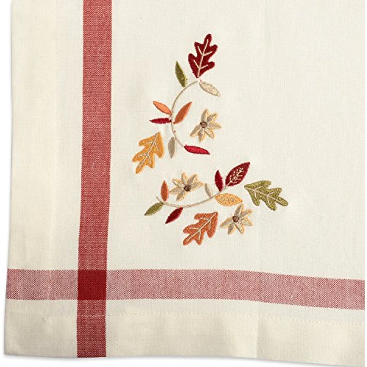 DII 100% Cotton Cloth Napkins Fall Leaves with Border, Set, 6 Piece – Bild 3