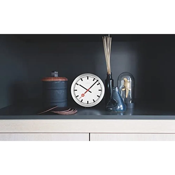 NEXTIME Wanduhr 3998 (im ikonischen Bahnhofsuhr Design, geräuschlos, Aluminium, Ø19.0cm) – Bild 6