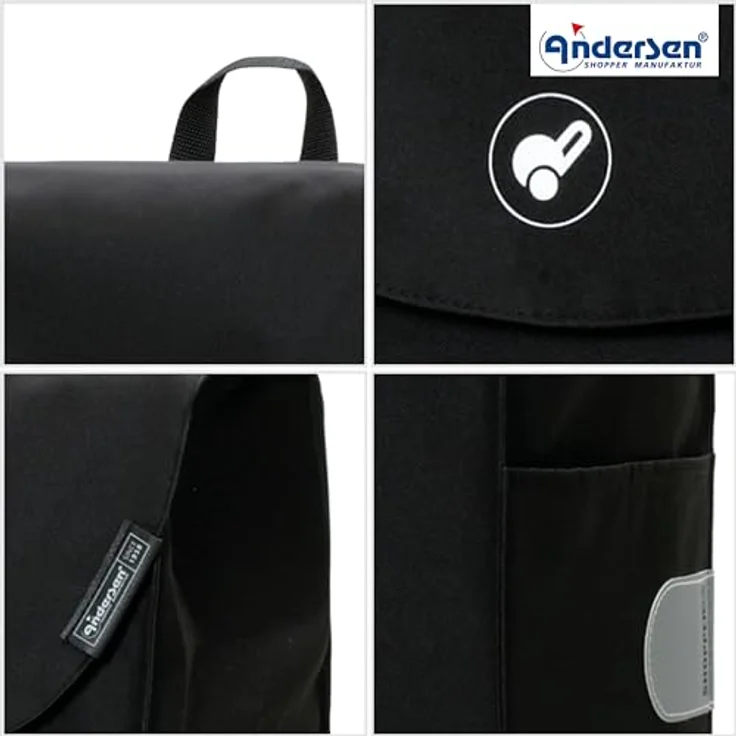 Andersen Exklusiv Einkaufstrolley - Scala Shopper Walker schwarz 44 L, nachhaltig, klappbar, leise Räder – Bild 5