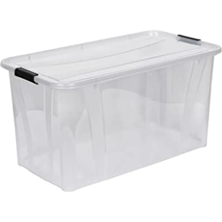 Kreher Aufbewahrungsboxen Master mit Deckel in Transparenter Ausführung. In verschiedenen Größen (wählbar). Aus robustem Kunststoff. (80 Liter)