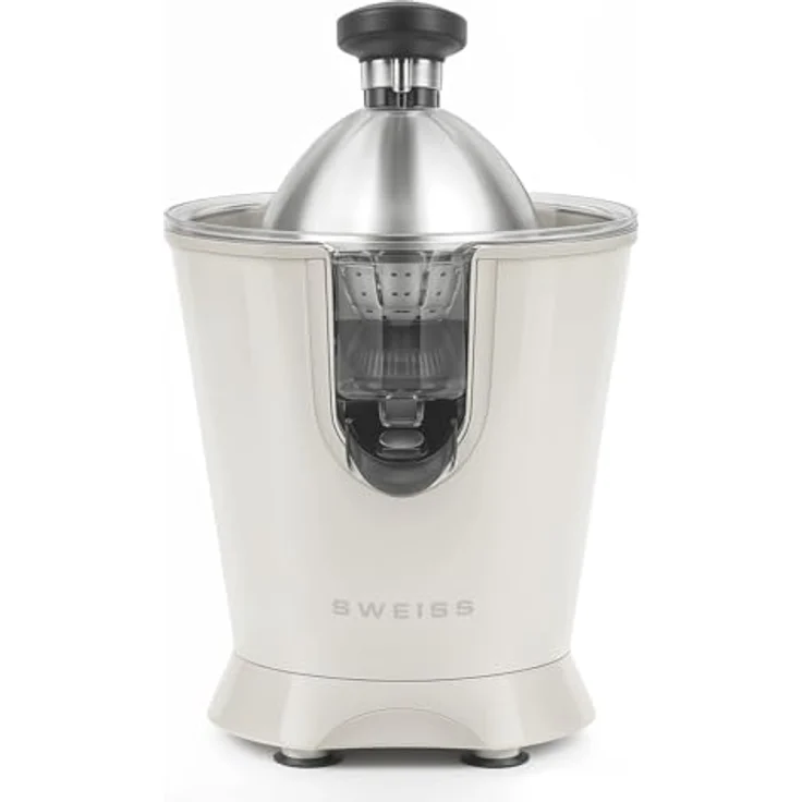 SWEISS Elektrische Zitruspresse ZEST8, leistungsstarker Gelenkarm, tropffreier Ausgießer, 160 W, Beige – Bild 1