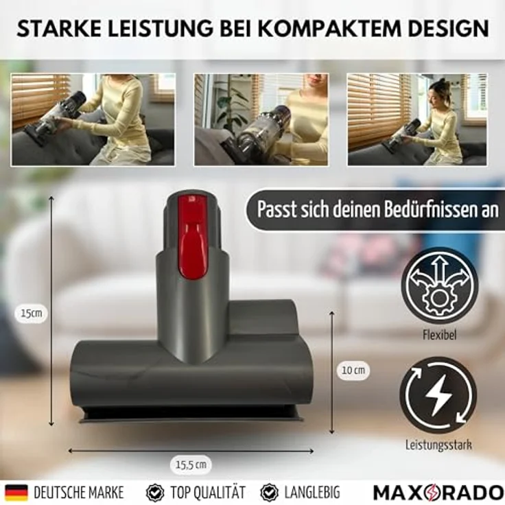 Maxorado NEW Mini Turbodüse, Ersatzteil für Dyson V7 V8 V10 V11 V15, Elektrobürste für Tierhaar, Polster- und Matratzendüse, einfache Installation, starke Staubaufnahme – Bild 5
