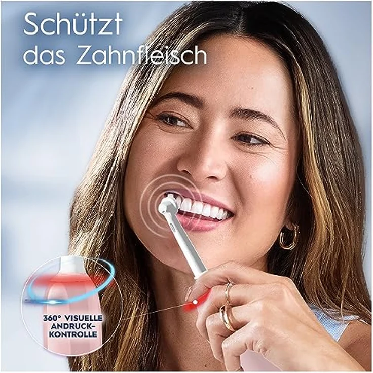Oral-B Pro 3 3000 Cross Action Elektrische Zahnbürste/Electric Toothbrush, 2 Aufsteckbürsten, 3 Putzmodi & visueller 360° Andruckkontrolle für Zahnpflege, Designed by Braun, pink – Bild 4