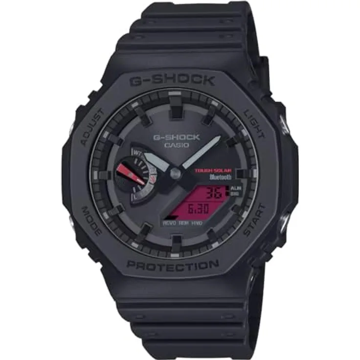 Casio G-SHOCK GA-B2100BBR-1AER, Analog-Digitaluhr mit Bluetooth, Solarenergie, Schwarz-Rot, wasserdicht bis 20 bar