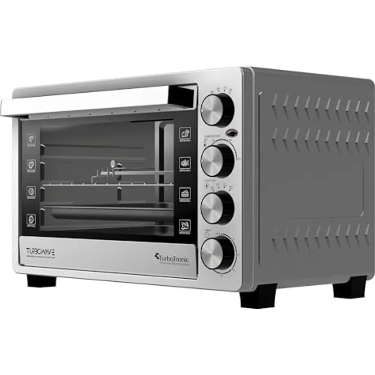TurboTronic 30 L Elektrobackofen mit Grill, Umluft, Drehspieß & Timer, Edelstahl, 1500W, 4-in-1 Funktion – Bild 4