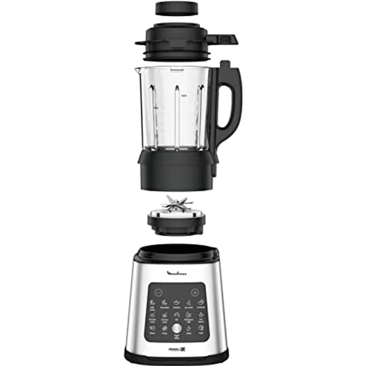 Moulinex LM83SD10 Perfectmix Cook Standmixer 1400 W, 10 Automatikprogramme, abnehmbare Klingen, Tiefenreinigungsfunktion, Dampfkorb, silber, schwarz – Bild 2