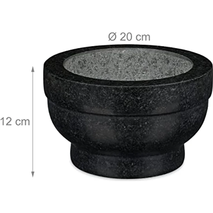 Relaxdays Mörser Granit Schwarz Höhe 12 cm – Bild 5