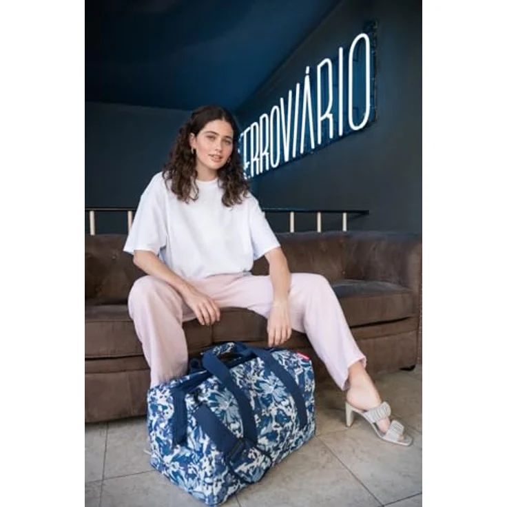 reisenthel Allrounder L Handtasche, praktische Reisetasche mit großem Hauptfach und Steckfächern, flora blue, Blau – Bild 9