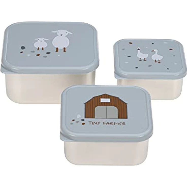 Lässig Snackbox Stainless Steel 3 pcs assorted Tiny Farme (2 Farben) Blue – Bild 3