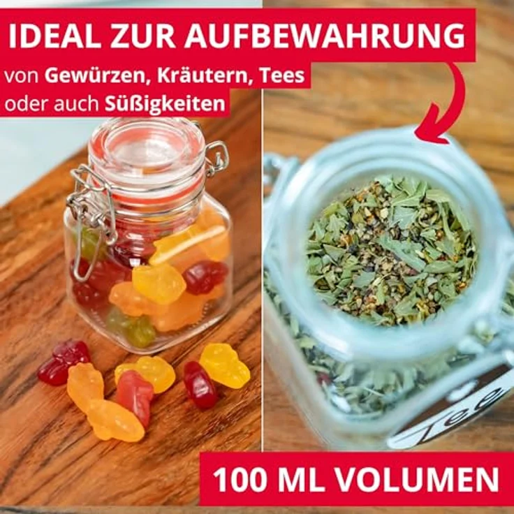 Westmark 6 Drahtbügelgläser, 100 ml, Transparent/Silber, mit 8 Dekoetiketten zur individuellen Beschriftung – Bild 6
