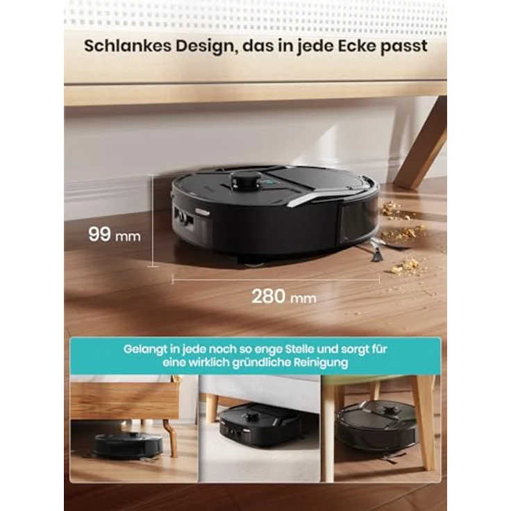 Lefant M210 PRO OMNI Saugroboter mit Wischfunktion, 18000 Pa, Laserkartierung, No-Go-Zone, App und Alexa, Schwarz – Bild 4