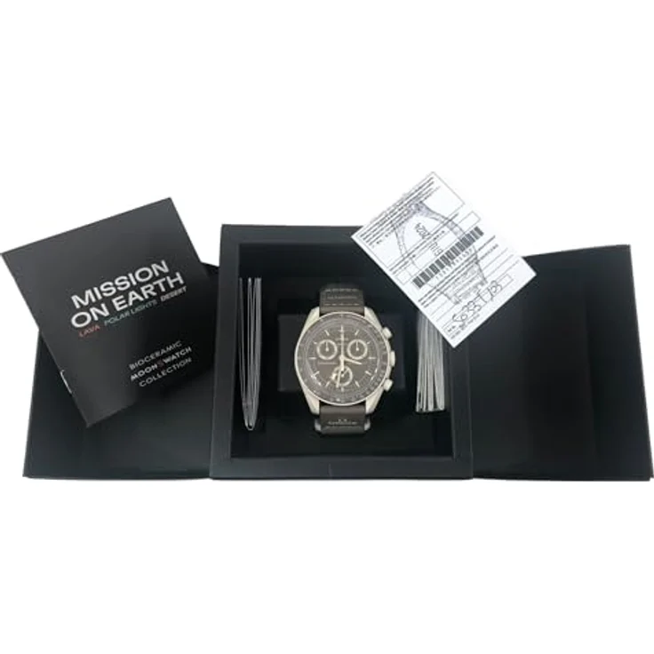 Swatch Chronograph Swatch Omega Moonswatch Mission on Earth Desert SO33T103, Bioceramic Gehäuse, taupefarbenes VELCRO®-Armband, sandfarbenes Zifferblatt – Bild 3