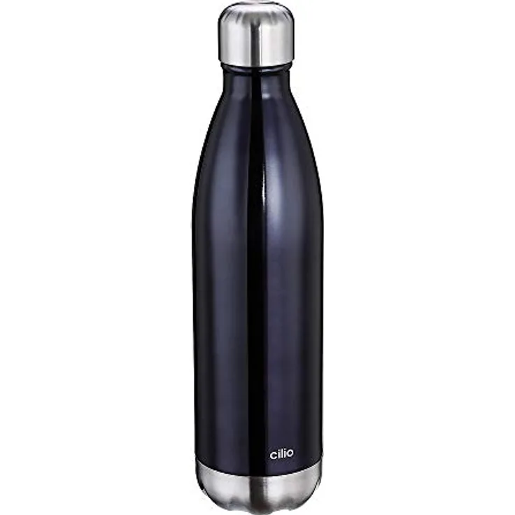 cilio ELEGANTE Trinkflasche Edelstahl schwarz, 750ml, auslaufsicher, Thermosflasche auch für kohlensäurehaltige Getränke, hält bis zu 18h warm und 24h kalt - Preisvergleich