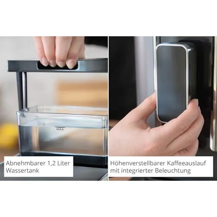 Unold 28835 Kaffeevollautomat Luca, Heißwasser-Funktion für Tee, individuelle Programmierung, 1,2 L Wassertank, Entkalkungsprogramm, Touch-Bedienung – Bild 5