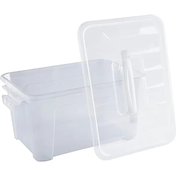 VBS Stapel-Box mit verschließbarem blauem Deckel 32,5x23,5x17cm transparent - Preisvergleich