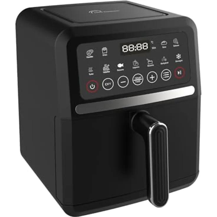 LITTLE BALANCE 8725 Crousty Light, ölfreie Heißluftfritteuse mit 11 Programmen, 5 Liter für 4 Personen, 1500 W, PFAS-frei, Schwarz