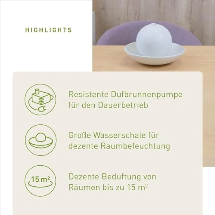Primavera Duftbrunnen Rondo aus Keramik, Cremeweiß matt – Bild 3