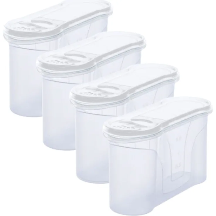 Novaliv Schüttdosen 4 STÜCK Vorratsdose zum Streuen 1,3 Liter - Maße (LxBxH): 22 x 13 x 8,5 cm - Dose mit Deckel 1l - Küchen Organizer Food Box Meal-Prep-Boxen