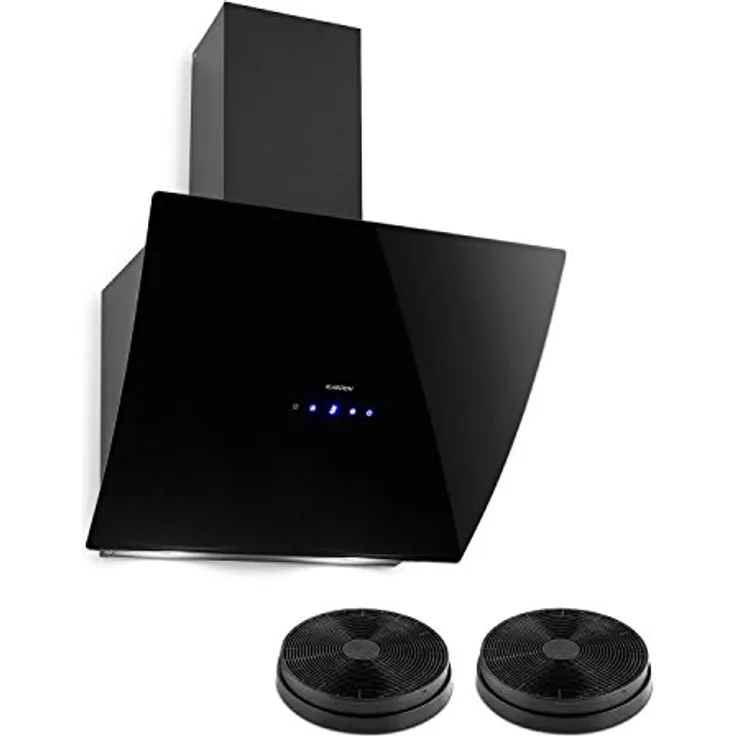 Klarstein Annabelle Dunstabzugshaube Kopffrei, Wandhaube, 650 m³/h, Abluft/Umluft, Touch-Steuerung, Edelstahl, schwarz