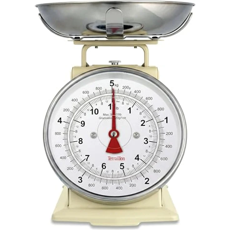 Terraillon Küchenwaage, Mit manueller Tara-Funktion, Großes Ziffernblatt, Bis 5 kg, Tradition 500, Creme – Bild 2