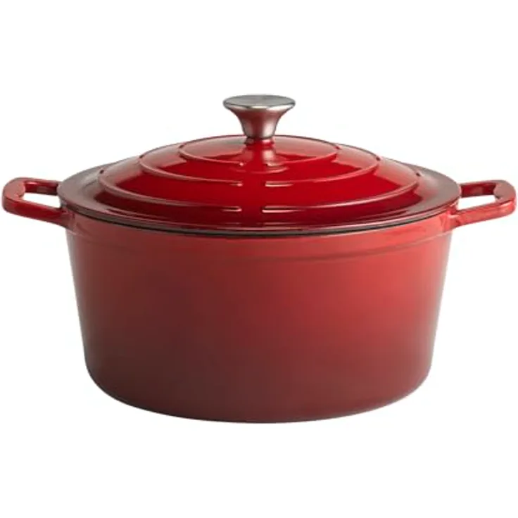 APS 88306 Kochtopf mit Deckel "5 STARS", Gusseisen, induktionsgeeignet, ofenfest, inkl. Deckelhalter, 28 cm, 6 Liter, anthrazit