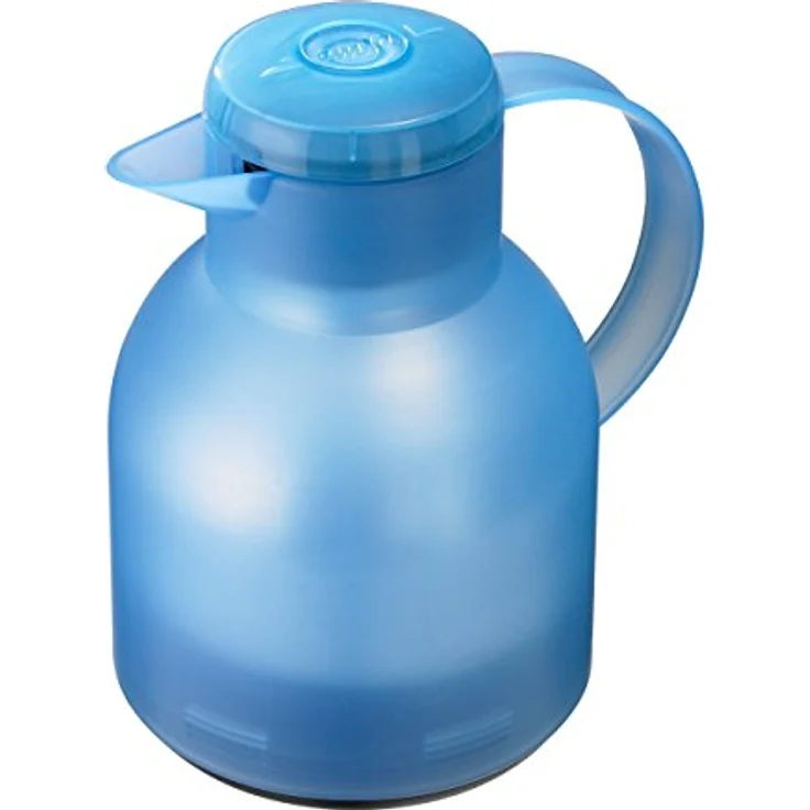 Emsa 505124 Samba Isolierkanne (1 Liter, Quick Press Verschluss, 12h heiß, 24h kalt) eisblau – Bild 2