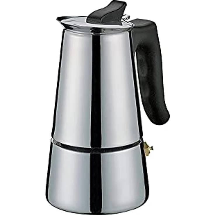 Cilio Espressokocher ADRIANA mit Planboden , Kaffeekocher Edelstahl , Für alle Herdarten geeignet , Ø 8,5 cm, Höhe 16,5 cm , Spülmaschinengeeignet , Mokka Kanne , Espressokocher 4 Tassen – Bild 1