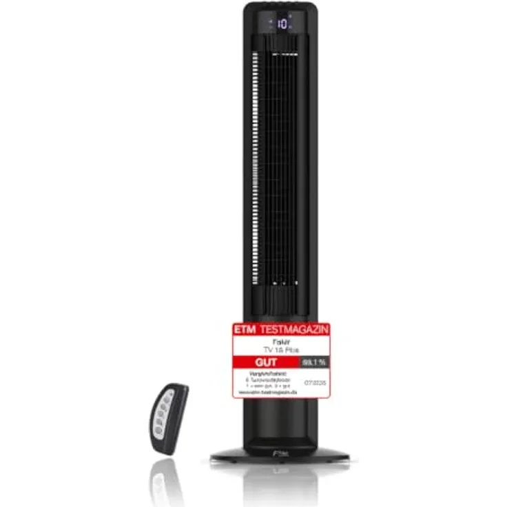 Fakir TV 18 PLUS Turmventilator mit 40W Motor, 60° Oszillation, Display, Fernbedienung & Tragegriff, leise