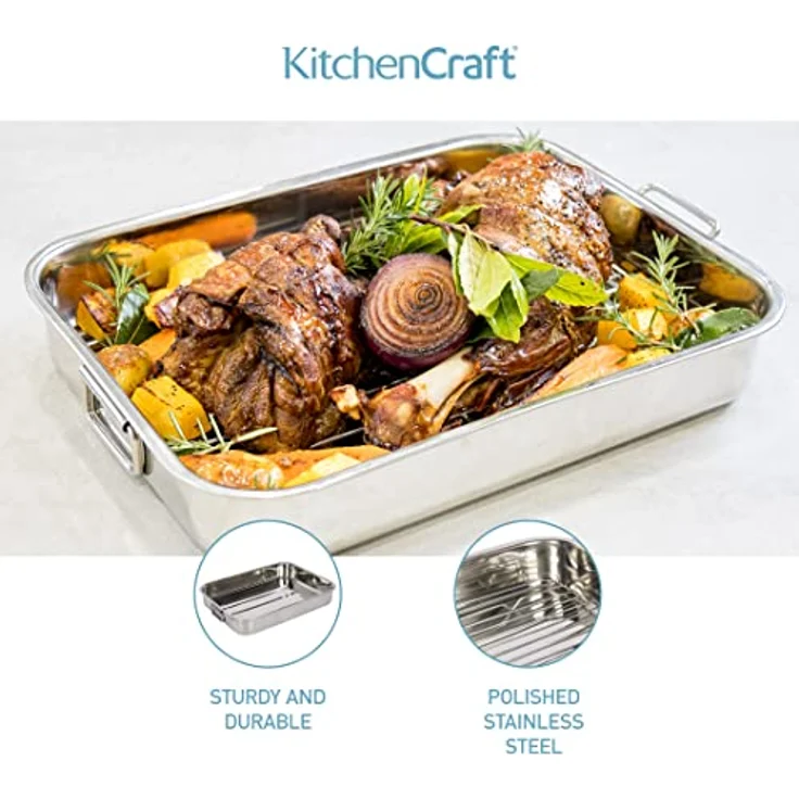 Kitchen Craft Bräter mit Rost aus Edelstahl – Bild 6