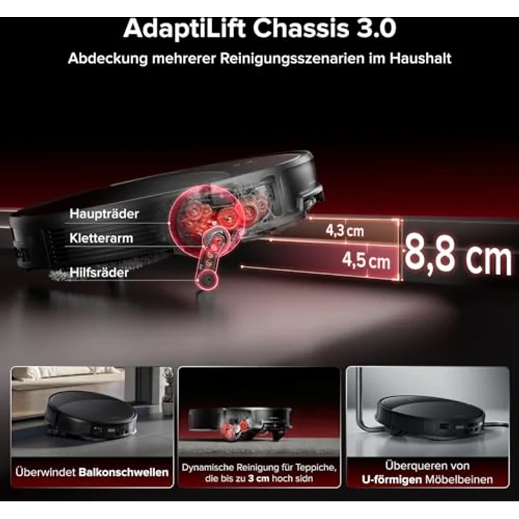 Roborock Saros 20 Set, Saugroboter mit Wischfunktion, abnehmbarem Wischmopp, AdaptiLift Chassis 3.0, 36.000 Pa Saugkraft, autonomes StarSight System 2.0 – Bild 3