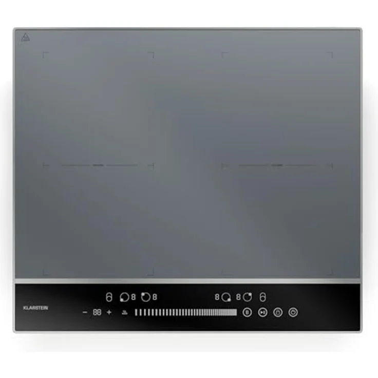 Klarstein DualTone Flex Induktionskochfeld - 4-Zonen Induktionsherd mit 7200 W, Flex-Zonen, Thermoboost, Schieberegler, Timer, Aluminiumrahmen, Silber – Bild 1