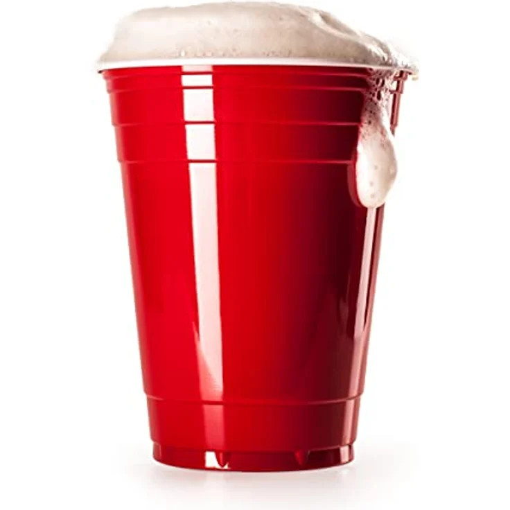 Rote Partybecher 100 Stück Beer Pong Party Cups Extra Starke Bierpong Becher Rot Kunststoffbecher Plastikbecher Original USA Turnierbecher Camping Wiederverwendbar 16oz 473ml Vivaloo – Bild 3