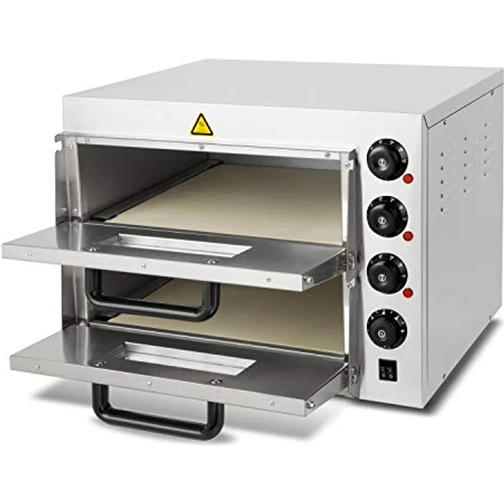 VERTES Gastro Pizzaofen FA6-P02, professioneller Steinofen mit Doppelkammer, 3000W, Temperaturbereich 50-350°C, Timerfunktion und Beleuchtung, Edelstahlgehäuse – Bild 2