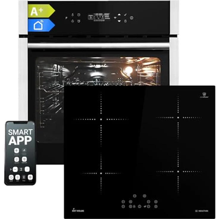 KKT KOLBE Autarkes Herdset SET8313HCIH859RL, 60cm Einbaubackofen EB8313HC mit PowerAir Heißluft, 59cm Induktionskochfeld IH85900RL mit Pizzafunktion, 4 Kochzonen, Automatik-Timer und Wärmeschutzverglasung – Bild 1