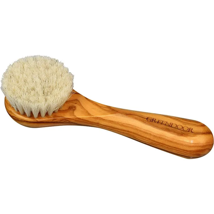 GREENDOOR Gesichtsreinigungsbürste Gesichtsmassagebürste Olivenholz mit weichem Mähnenhaar